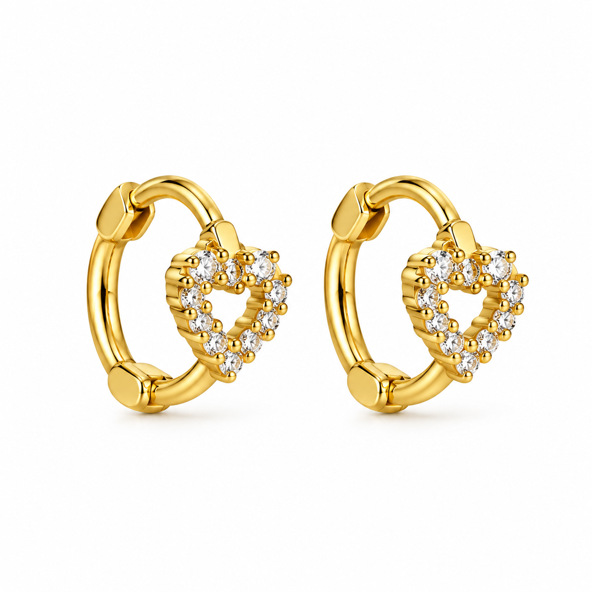 Nilanzia Pave Crystal Heart Huggies