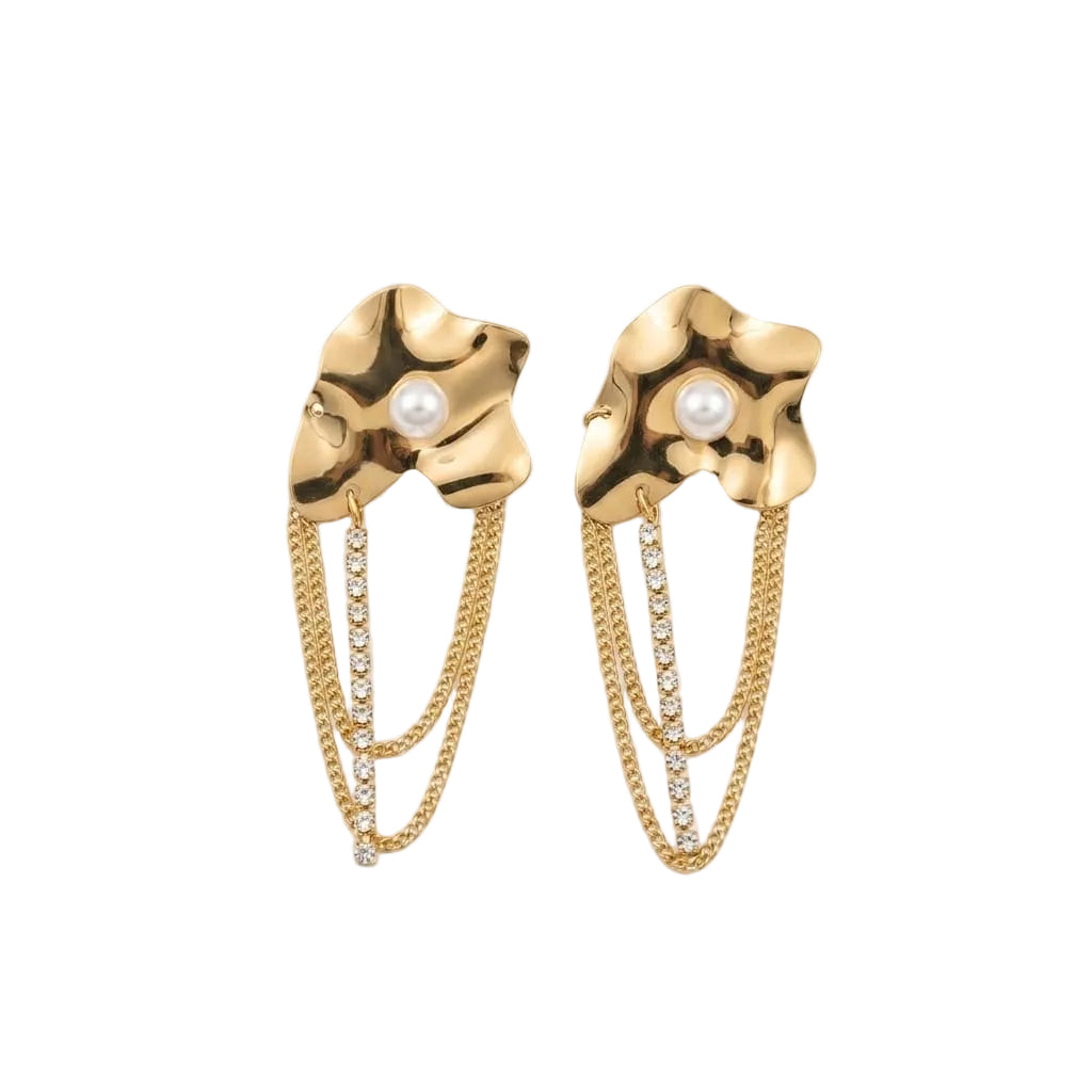 Golden Petal Cascade Earrings