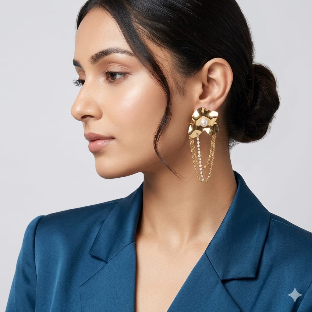 Golden Petal Cascade Earrings