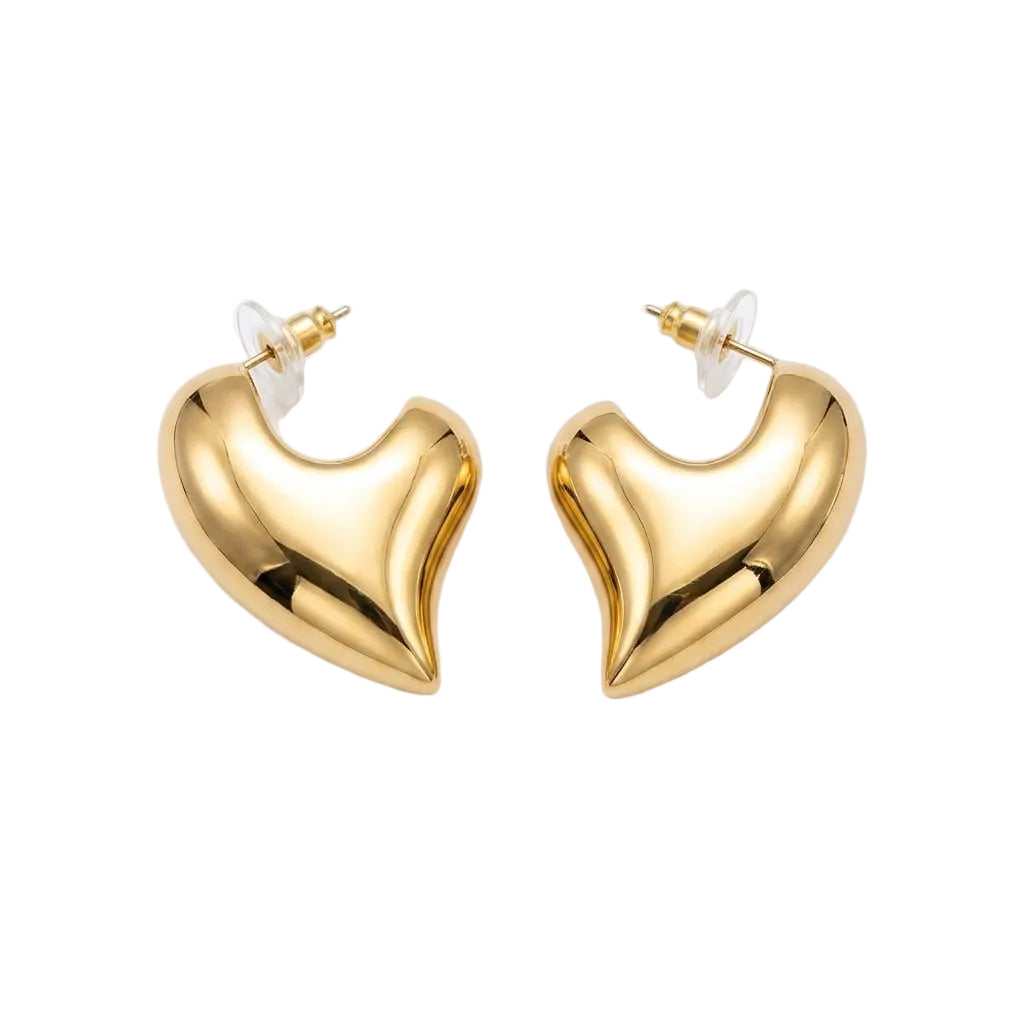 Golden Heart Statement Earrings