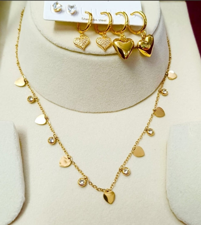 Nilanzia Golden Heart Tri Piercing Jewellery Set