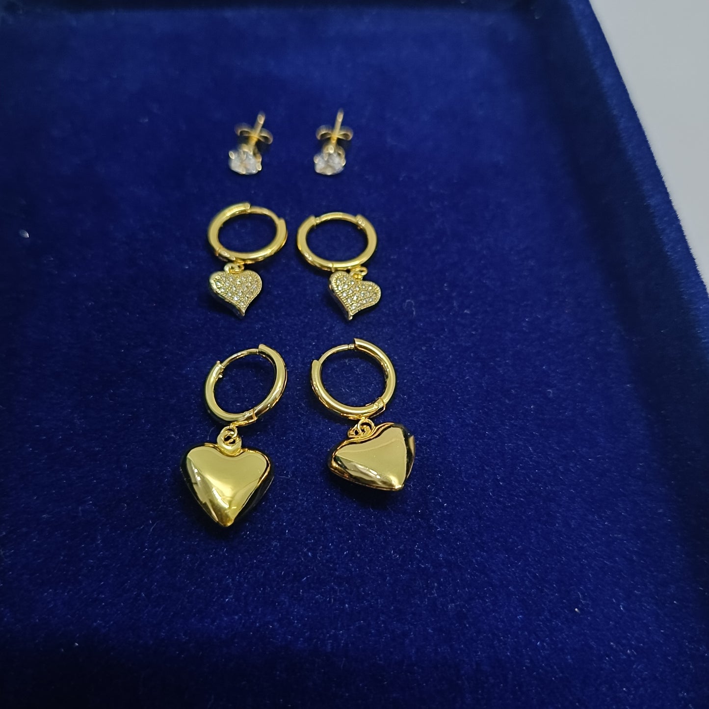 Golden Heart Tri Piercing Layered Jewellery Set