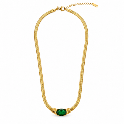 Nilanzia Emerald Radiance Herringbone Necklace