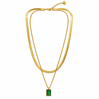 Nilanzia Emerald Layered Necklace