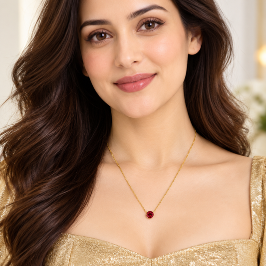 Nilanzia Crimson Solitaire Pendant Necklace