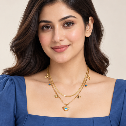 Nilanzia Mystic Evil Eye Layered Necklace