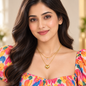Nilanzia Golden Glow Solitaire & Puffy Heart Layered Necklace