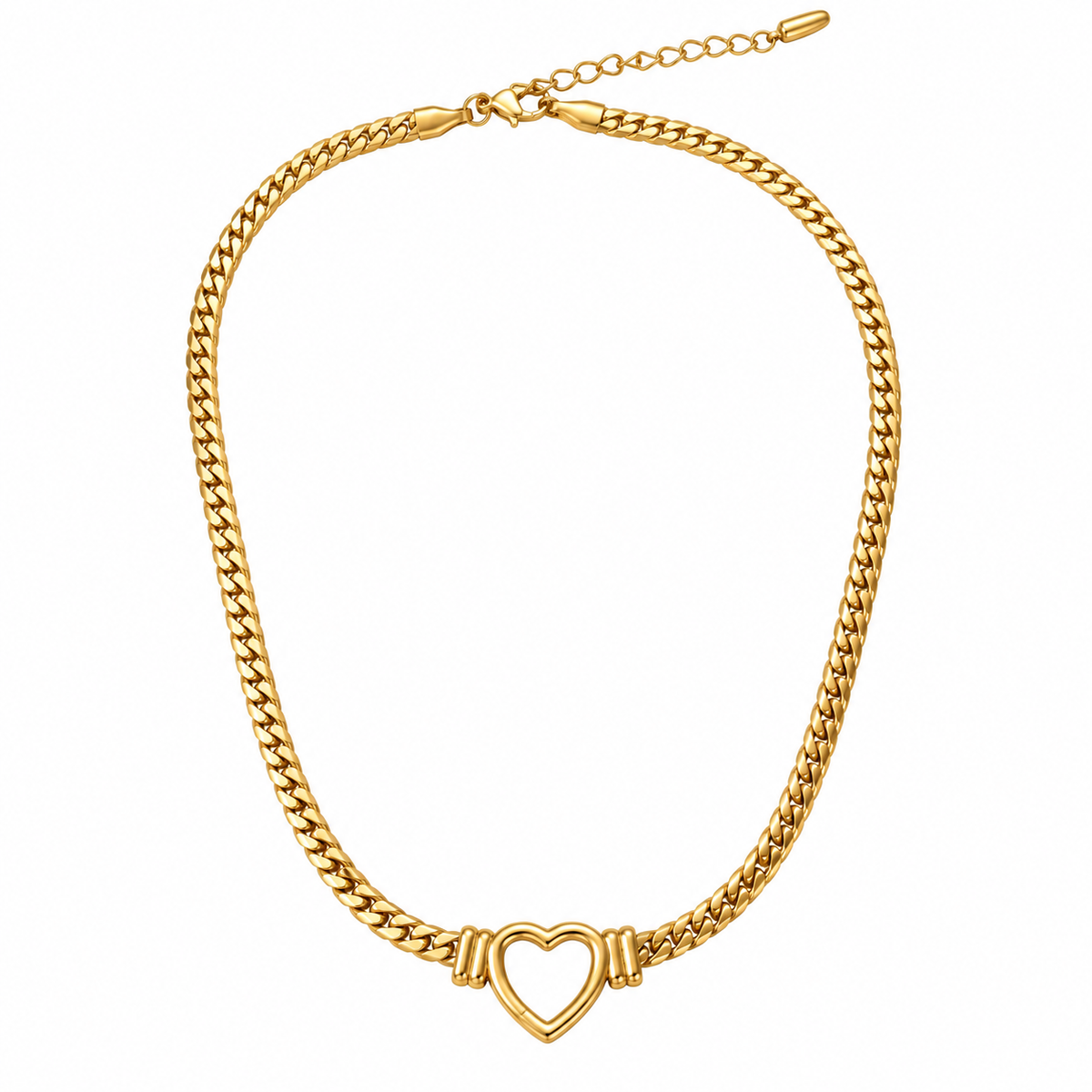 Nilanzia Open Heart Curb Chain Necklace