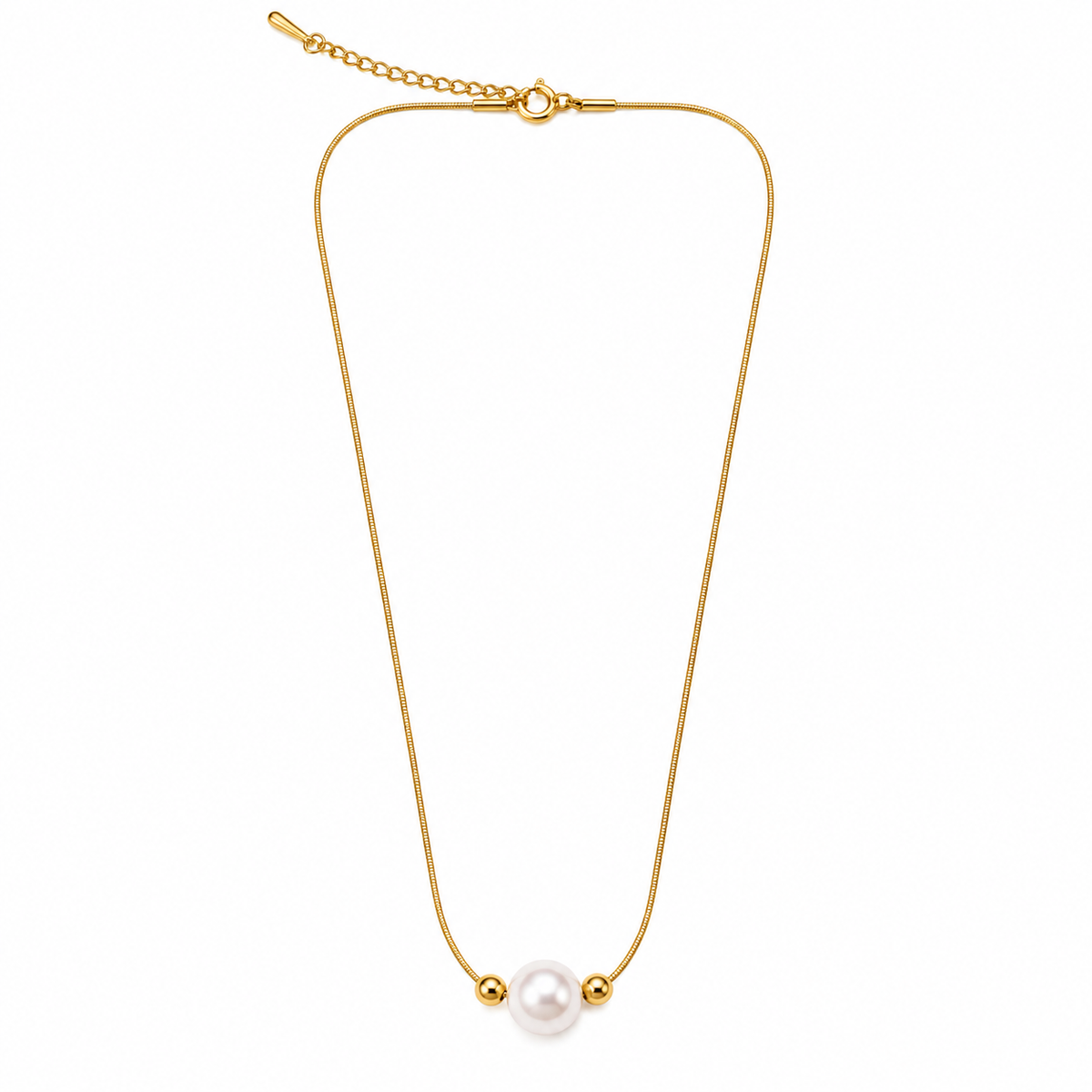 Nilanzia Solitary Pearl Snake Chain Necklace