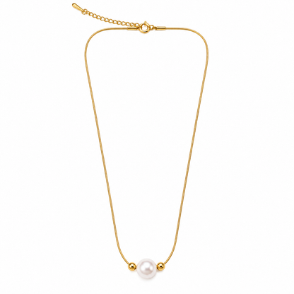 Nilanzia Solitary Pearl Snake Chain Necklace