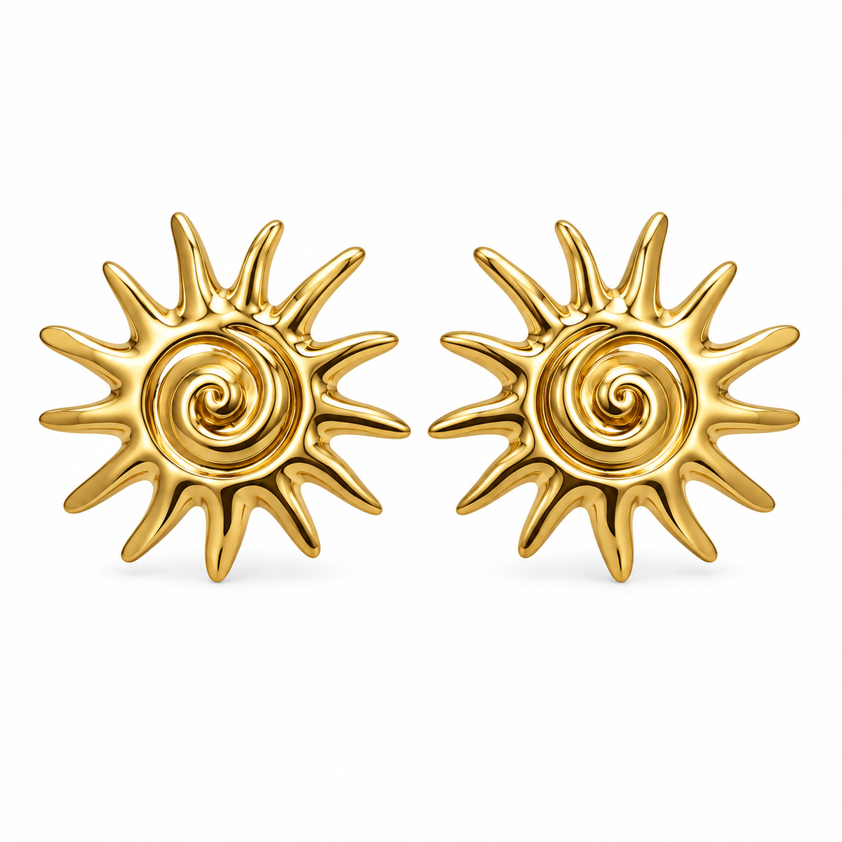Nilanzia Radiant Sunburst Stud Earrings