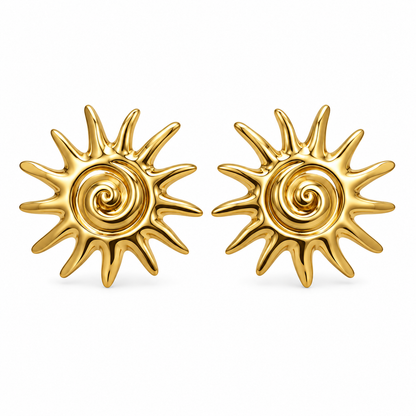 Nilanzia Radiant Sunburst Stud Earrings