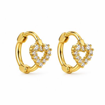 Nilanzia Pave Crystal Heart Huggies