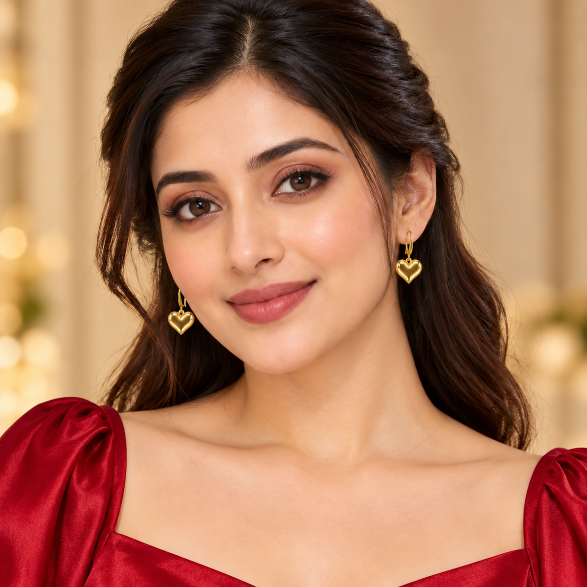 Nilanzia Puffy Heart Hook Earring