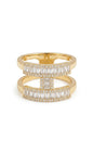 Baguette Crystal Double Band Statement Ring