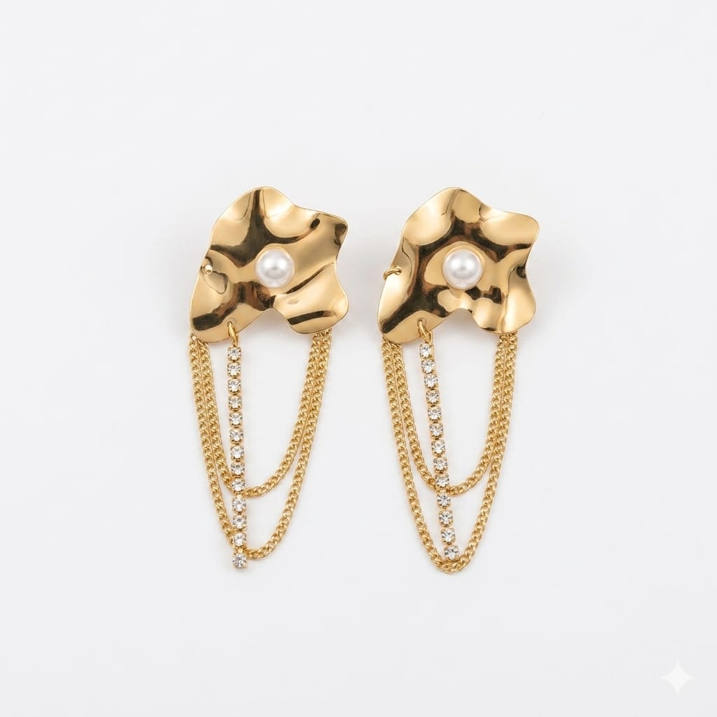 Golden Petal Cascade Earrings
