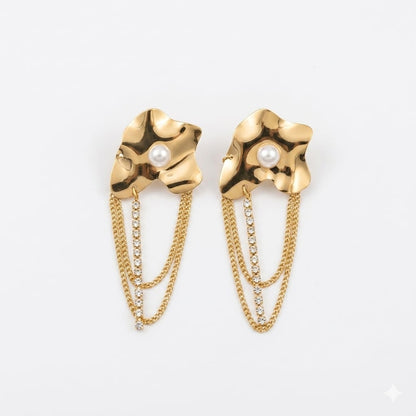 Golden Petal Cascade Earrings