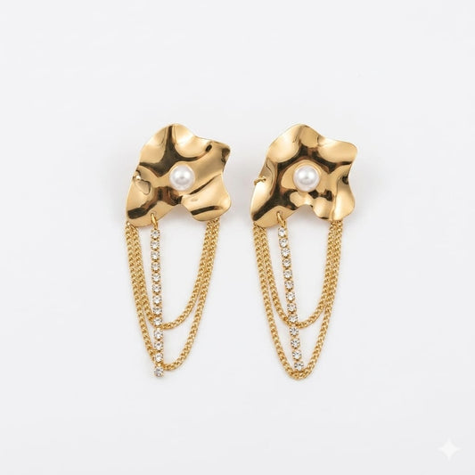Golden Petal Cascade Earrings