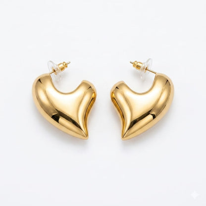 Golden Heart Statement Earrings