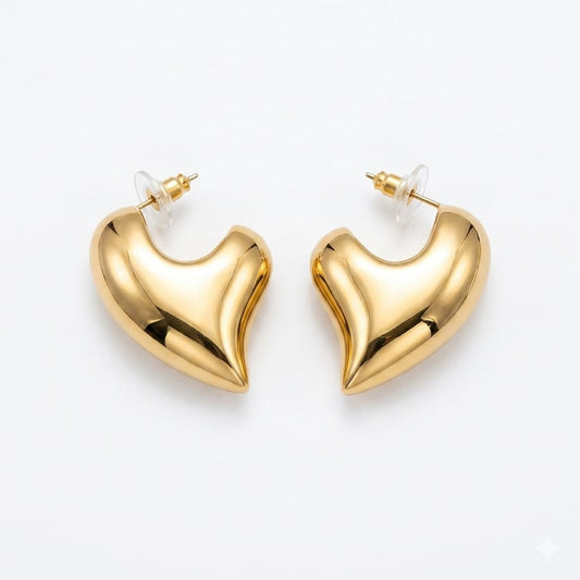 Golden Heart Statement Earrings