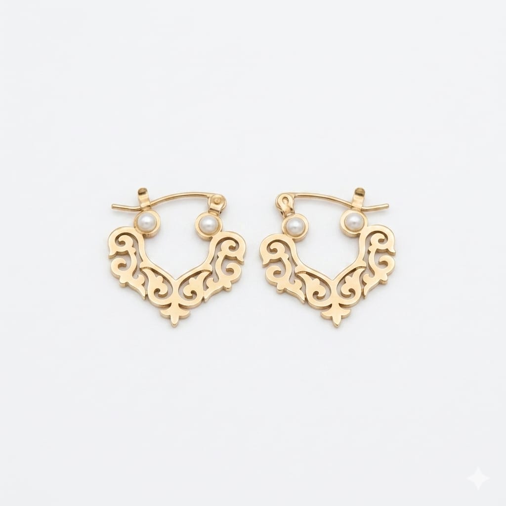 Aura filigree pearl dot earrings