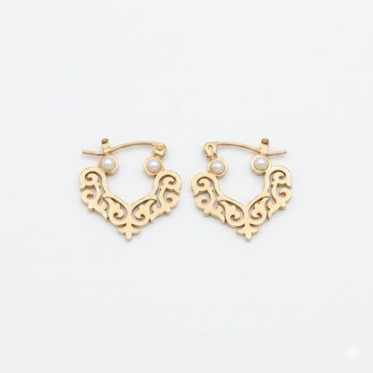 Aura filigree pearl dot earrings