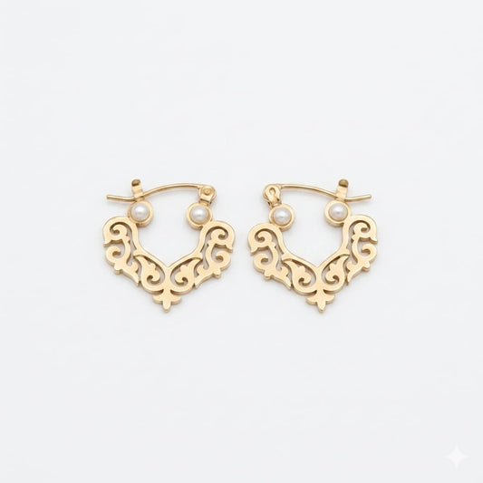 Aura filigree pearl dot earrings