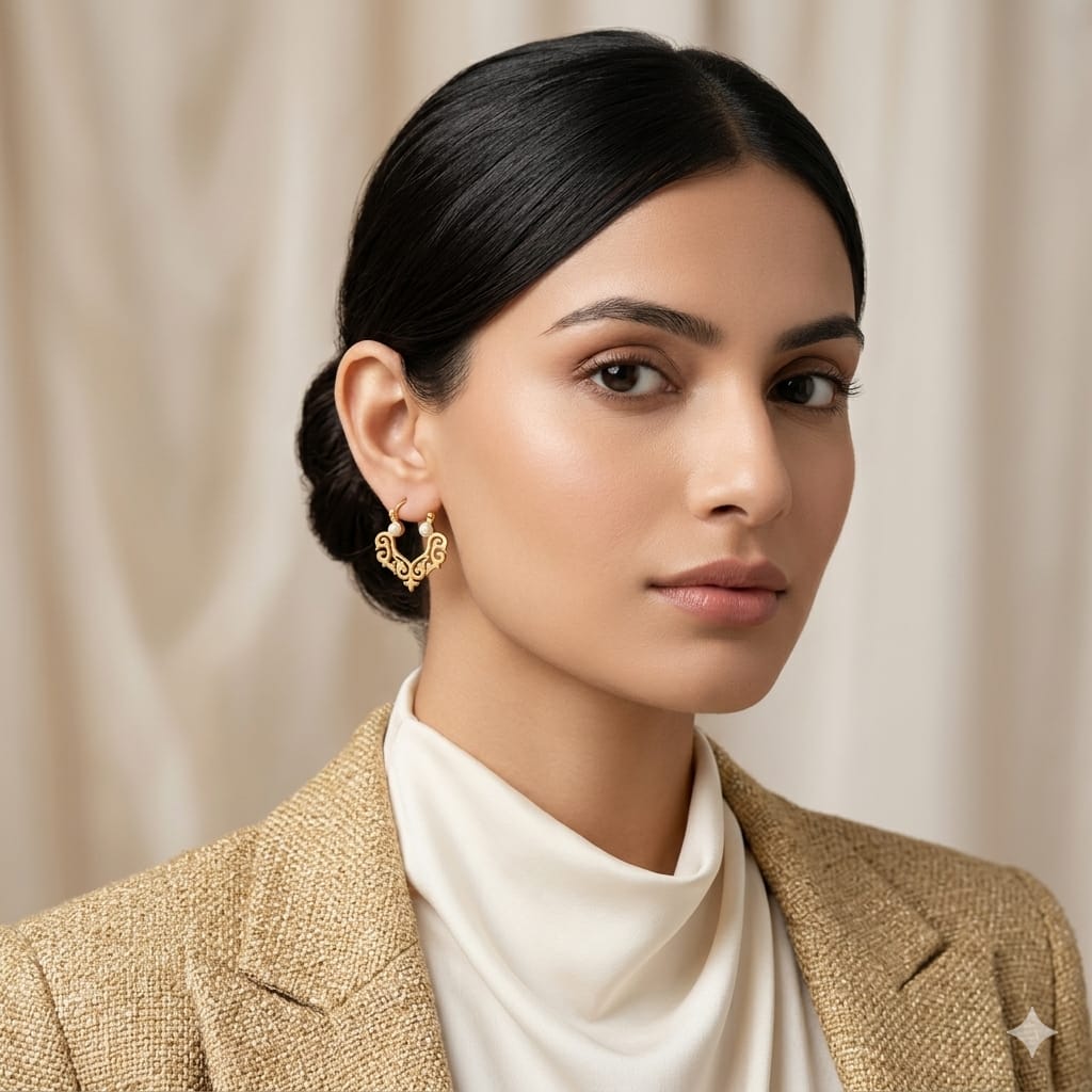 Aura filigree pearl dot earrings