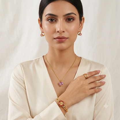 Rosabella Pink Heart Jewellery Set