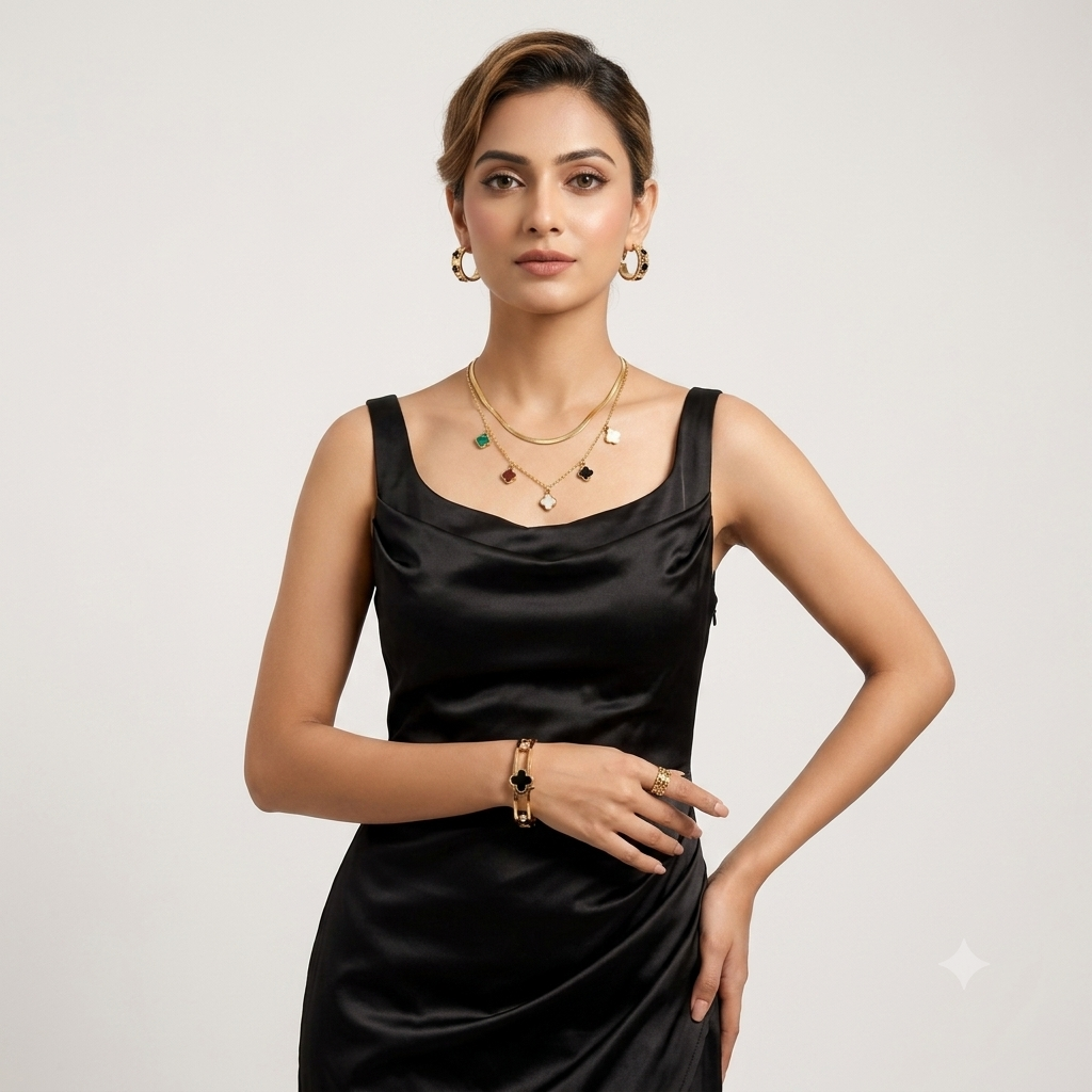 Nilanzia Clover Charm 4 piece jewellery Set