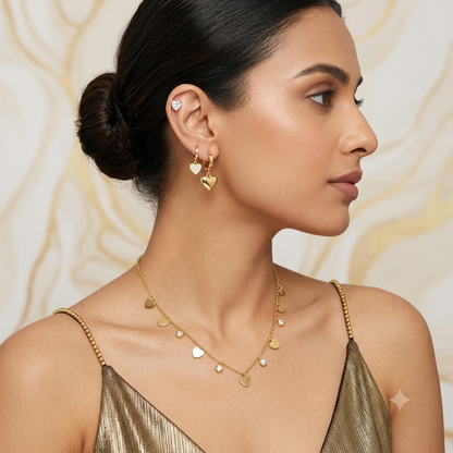 Nilanzia Golden Heart Tri Piercing Jewellery Set