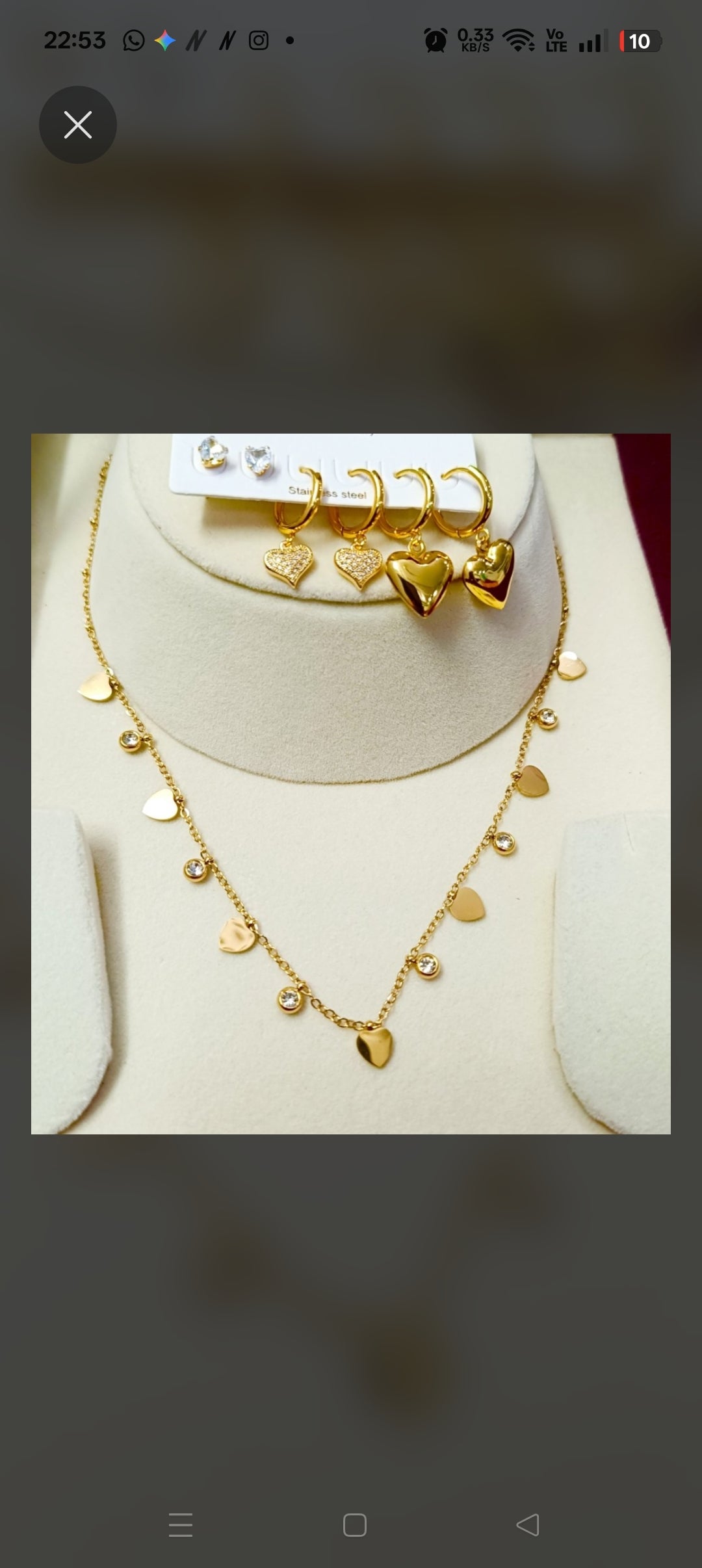 Nilanzia Golden Heart Tri Piercing Jewellery Set