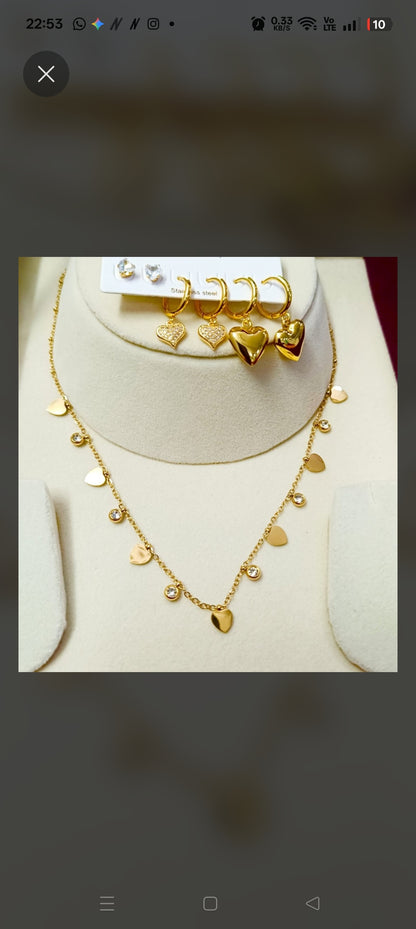Nilanzia Golden Heart Tri Piercing Jewellery Set