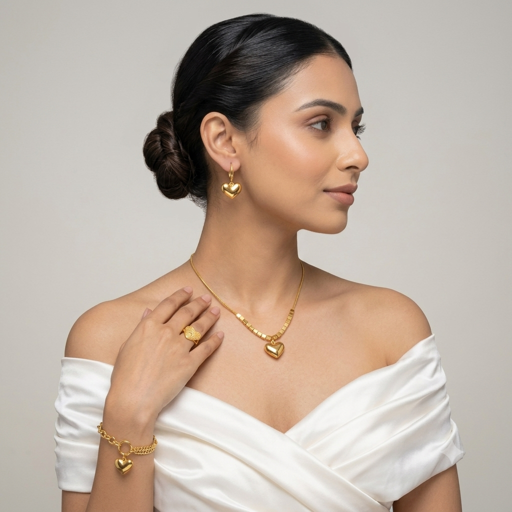 Nilanzia Romantic 4 piece Heart Jewellery Set