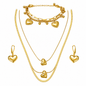 Nilanzia Golden Heart Charm Layered 3 piece Jewellery Set