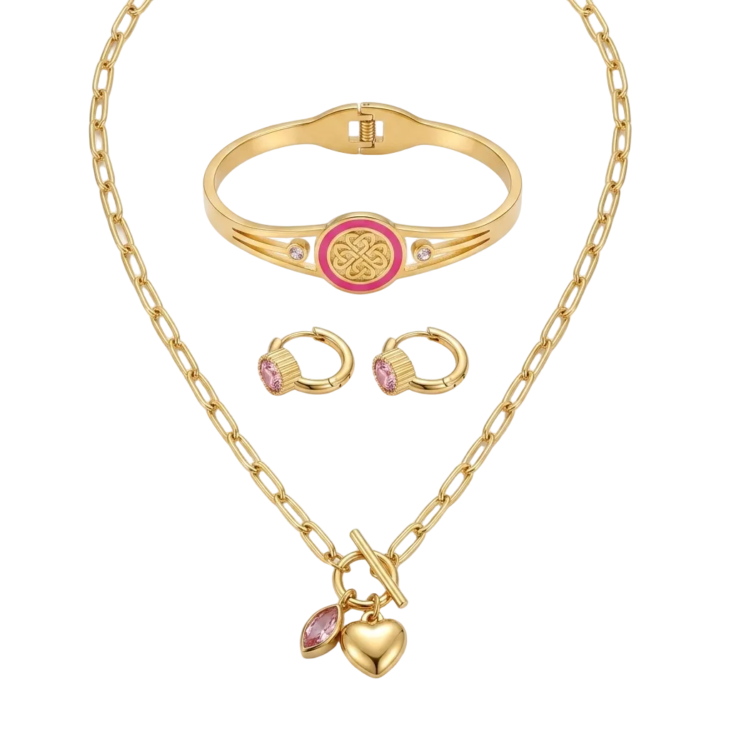 Rose Heart Charm Set