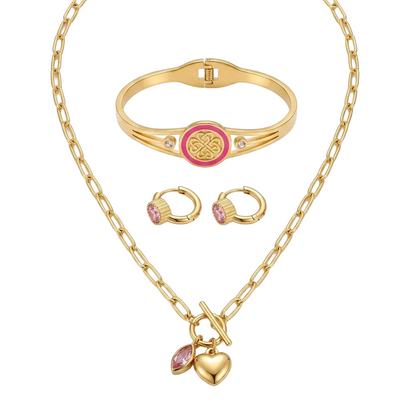 Rose Heart Charm Set