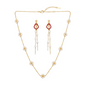 Pearl Blossom & Ruby Drop Jewellery Set