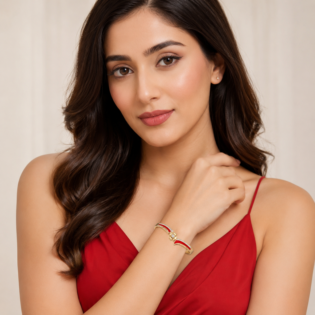 Scarlet Bloom Crystal Bracelet