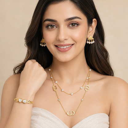 Nilanzia Pearl Emblem Jewellery Set