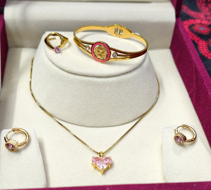Rosabella Pink Heart Jewellery Set