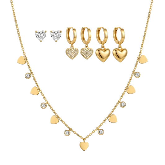 Nilanzia Golden Heart Tri Piercing Jewellery Set