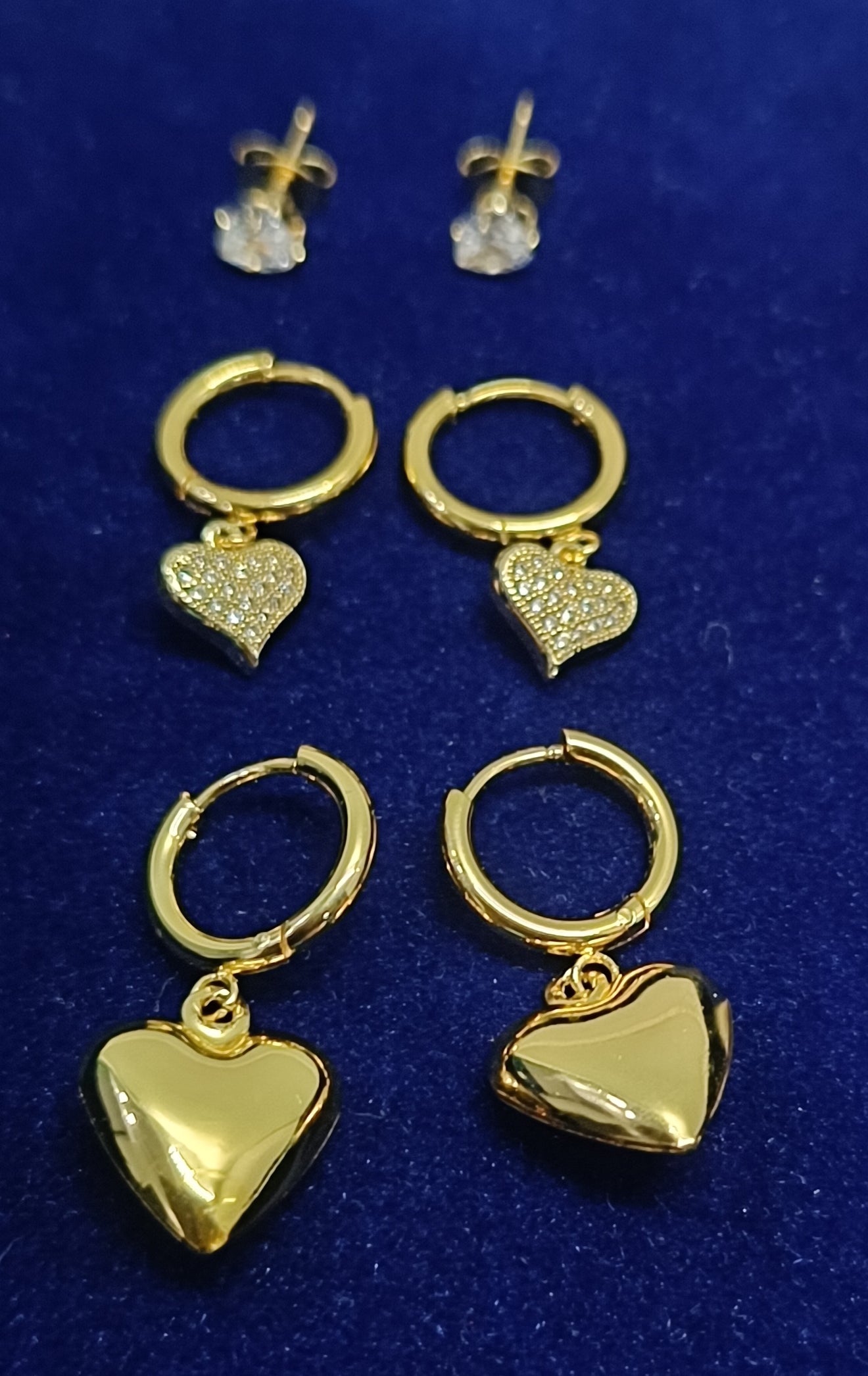Golden Heart Tri Piercing Layered Jewellery Set