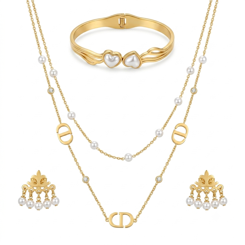Nilanzia Pearl Emblem Jewellery Set