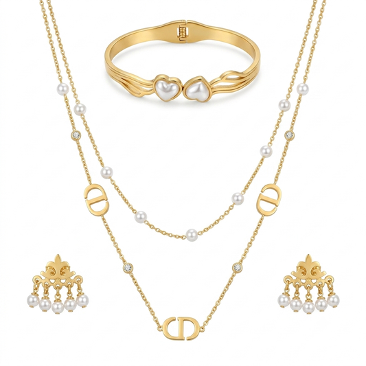 Nilanzia Pearl Emblem Jewellery Set
