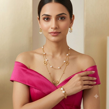 Nilanzia Pearl Emblem Jewellery Set