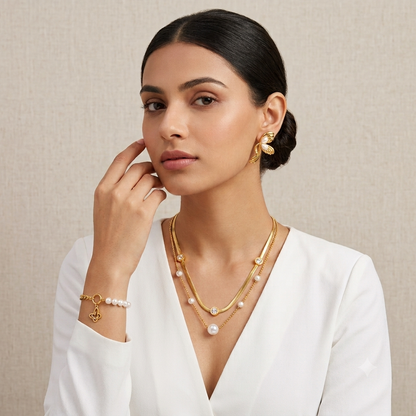 Golden Aura Butterfly & Pearl Set