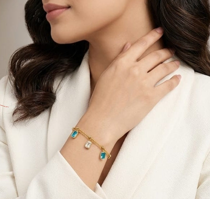 Luminous Cerulean Charm Bracelet