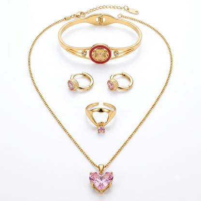 Rosabella Pink Heart Jewellery Set