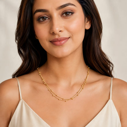 Nilanzia Gold Beaded Necklace